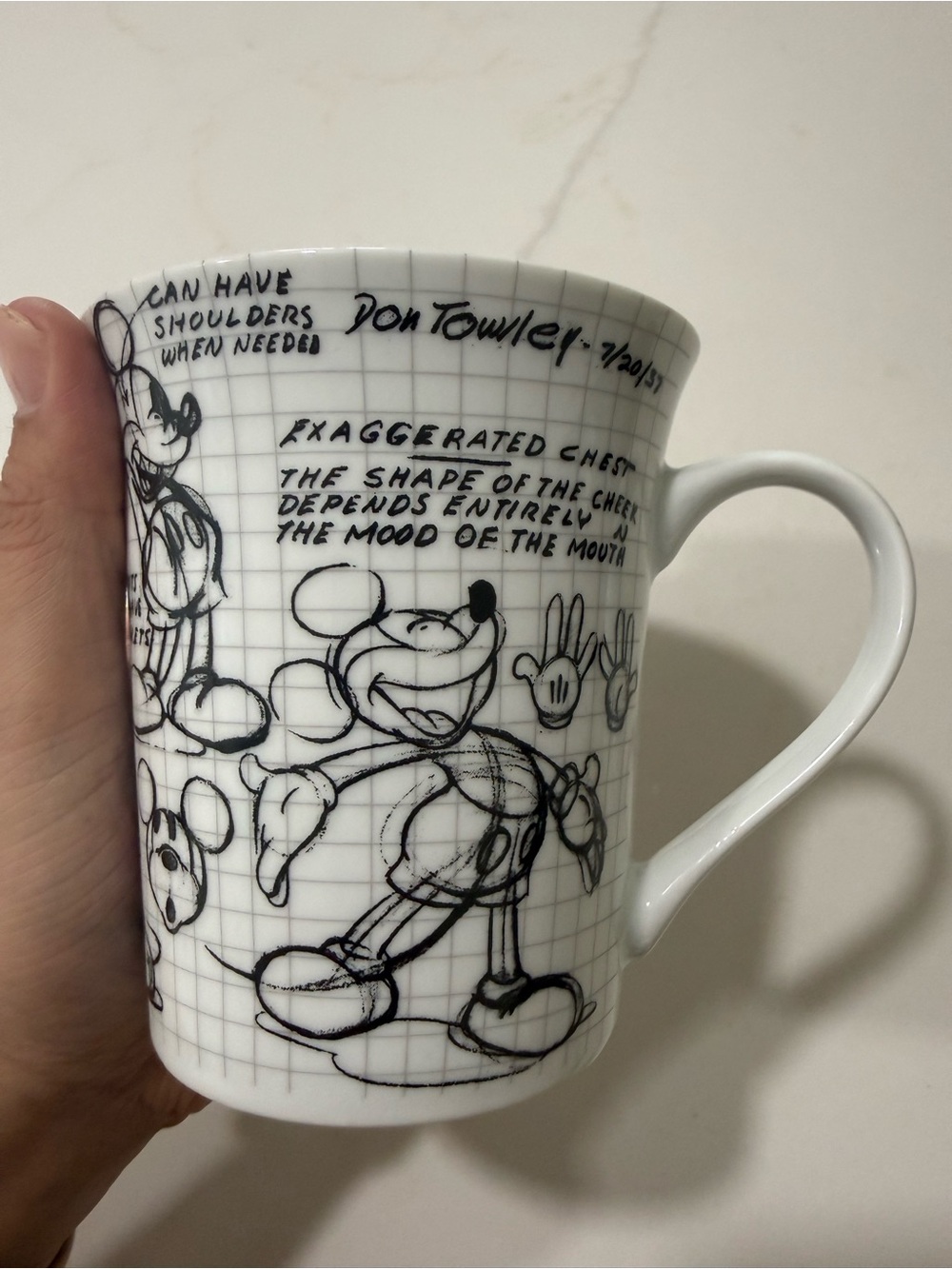 Disney White Ceramic Mug with Black Sketch Mickey Designs - Picture 3 of 5